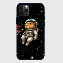 Чехол для iPhone 12 Pro Max Капибара бравый космонавт - фантазия, цвет: 3D-черный