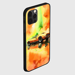 Чехол для iPhone 12 Pro Max Машина на оранжево зеленом фоне акварель, цвет: 3D-черный — фото 2