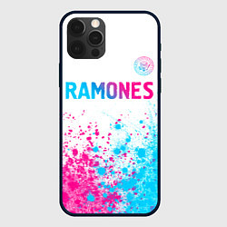 Чехол iPhone 12 Pro Max Ramones neon gradient style посередине