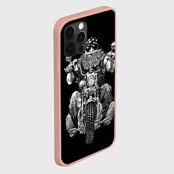 Чехол для iPhone 12 Pro Max Старый бородатый байкер, цвет: 3D-светло-розовый — фото 2