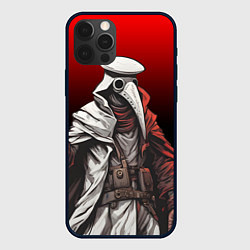 Чехол для iPhone 12 Pro Max Чумной доктор и чёрно-красный градиент, цвет: 3D-черный