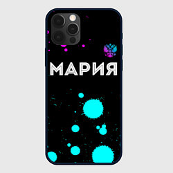 Чехол для iPhone 12 Pro Max Мария и неоновый герб России посередине, цвет: 3D-черный