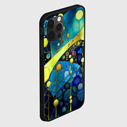 Чехол для iPhone 12 Pro Max Абстракция в жёлто синих тонах с кругами и линиями, цвет: 3D-черный — фото 2