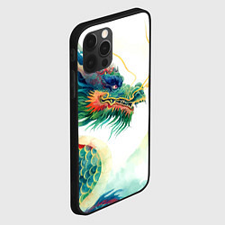 Чехол для iPhone 12 Pro Max Japanese dragon - watercolor art, цвет: 3D-черный — фото 2