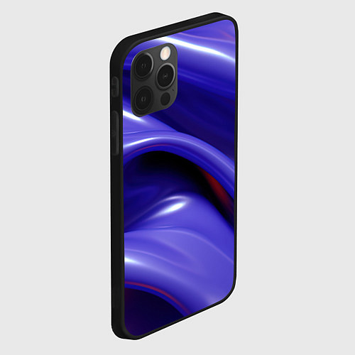 Чехол iPhone 12 Pro Max Фиолетовые абстрактные волны / 3D-Черный – фото 2