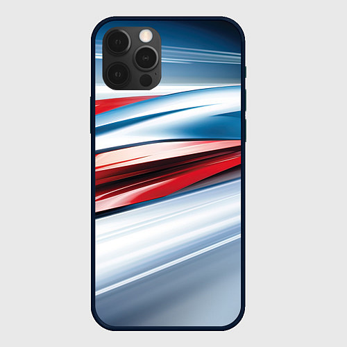 Чехол iPhone 12 Pro Max Белая синяя красная абстракция / 3D-Черный – фото 1