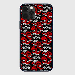 Чехол для iPhone 12 Pro Max Красный дракон на черном фоне, цвет: 3D-черный