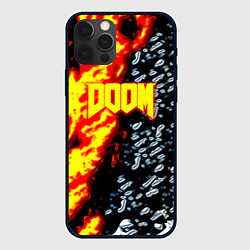 Чехол для iPhone 12 Pro Max Doom огненное лого, цвет: 3D-черный