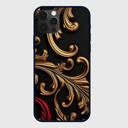 Чехол для iPhone 12 Pro Max Золотые абстрактные узоры, цвет: 3D-черный