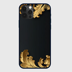 Чехол для iPhone 12 Pro Max Золотистые узоры на черном, цвет: 3D-черный