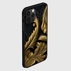 Чехол для iPhone 12 Pro Max Объемные листья узоры, цвет: 3D-черный — фото 2