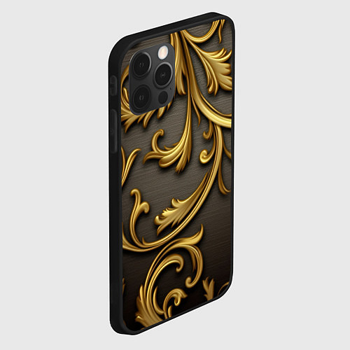 Чехол iPhone 12 Pro Max Gold abstract / 3D-Черный – фото 2