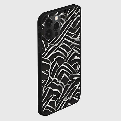 Чехол iPhone 12 Pro Max Абстракция черное серебро / 3D-Черный – фото 2