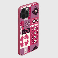Чехол для iPhone 12 Pro Max Этническая геометрия в розовой палитре, цвет: 3D-малиновый — фото 2