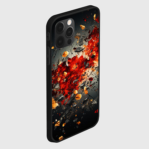 Чехол iPhone 12 Pro Max Желтые и черные осколки после взрыва / 3D-Черный – фото 2