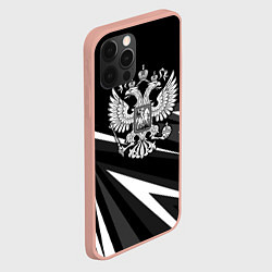 Чехол для iPhone 12 Pro Max Герб РФ - white and black geometry, цвет: 3D-светло-розовый — фото 2