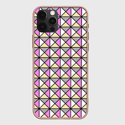 Чехол для iPhone 12 Pro Max Геометрический треугольники бело-серо-розовый, цвет: 3D-светло-розовый