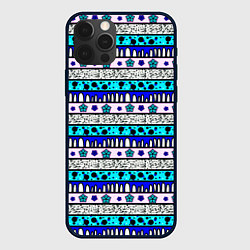 Чехол для iPhone 12 Pro Max Полосатый сине-розовый с рисунком, цвет: 3D-черный