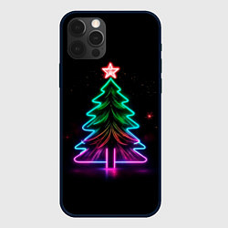 Чехол для iPhone 12 Pro Max Неоновая ёлка, цвет: 3D-черный