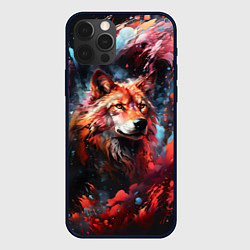 Чехол для iPhone 12 Pro Max Красный волк в брызгах краски, цвет: 3D-черный