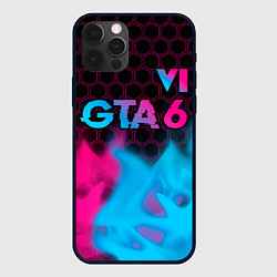 Чехол для iPhone 12 Pro Max GTA 6 - neon gradient посередине, цвет: 3D-черный