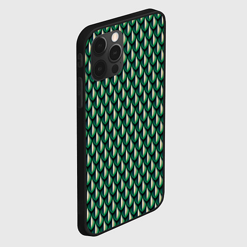 Чехол iPhone 12 Pro Max Чешуя зеленого змея / 3D-Черный – фото 2