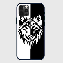 Чехол для iPhone 12 Pro Max Волк чёрно-белый, цвет: 3D-черный