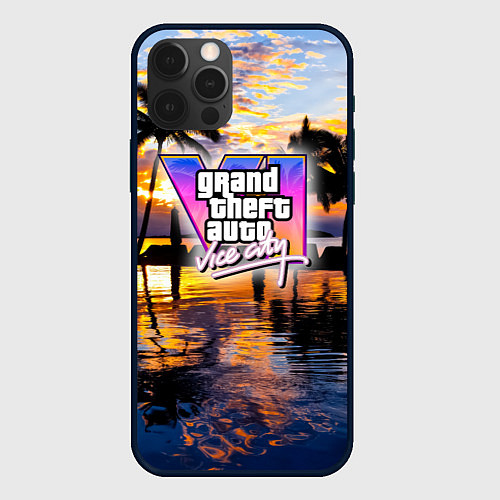 Чехол iPhone 12 Pro Max Grand theft auto 6 vice city / 3D-Черный – фото 1