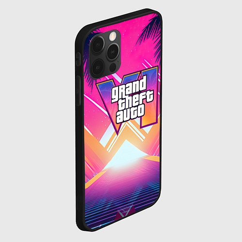 Чехол iPhone 12 Pro Max GTA6 hot summer Vaporwave / 3D-Черный – фото 2