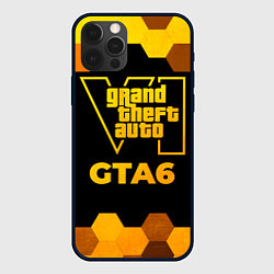 Чехол для iPhone 12 Pro Max GTA6 - gold gradient, цвет: 3D-черный