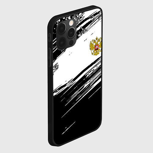 Чехол iPhone 12 Pro Max Герб РФ спортивные краски / 3D-Черный – фото 2
