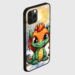 Чехол для iPhone 12 Pro Max Зелено-оранжевый дракон, цвет: 3D-черный — фото 2