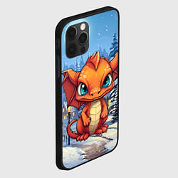 Чехол для iPhone 12 Pro Max Новогодний оранжевый дракон, цвет: 3D-черный — фото 2