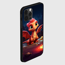 Чехол для iPhone 12 Pro Max Удивленный дракон и свечки, цвет: 3D-черный — фото 2