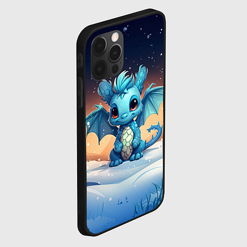 Чехол iPhone 12 Pro Max Синий дракон 2024 / 3D-Черный – фото 2