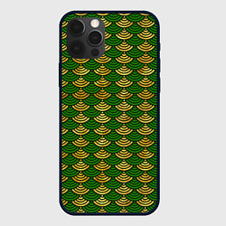 Чехол для iPhone 12 Pro Max Зелёно-золотая чешуя, цвет: 3D-черный