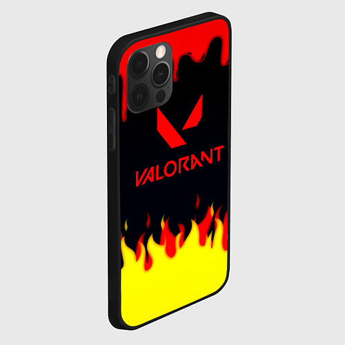 Чехол iPhone 12 Pro Max Valorant flame texture games / 3D-Черный – фото 2