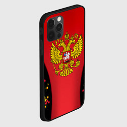 Чехол для iPhone 12 Pro Max Герб РФ хохлома стиль, цвет: 3D-черный — фото 2
