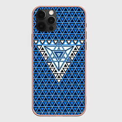 Чехол iPhone 12 Pro Max Синие и чёрные треугольники