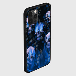 Чехол для iPhone 12 Pro Max Синие черепа на чёрном фоне, цвет: 3D-черный — фото 2