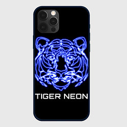 Чехол для iPhone 12 Pro Max Tiger neon art, цвет: 3D-черный