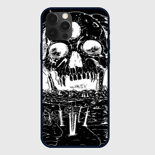 Чехол iPhone 12 Pro Max Череп черного клевера / 3D-Черный – фото 1