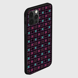 Чехол для iPhone 12 Pro Max Тёмно-розовый полосы квадратики, цвет: 3D-черный — фото 2