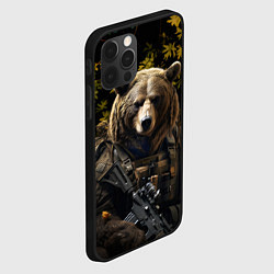 Чехол для iPhone 12 Pro Max Медведь солдат в ночном лесу, цвет: 3D-черный — фото 2