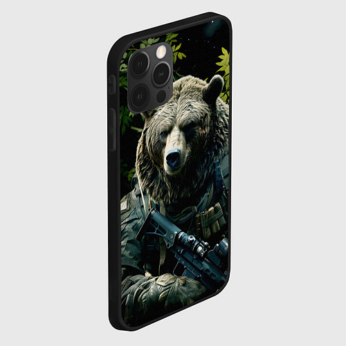 Чехол iPhone 12 Pro Max Медведь солдат раненый / 3D-Черный – фото 2