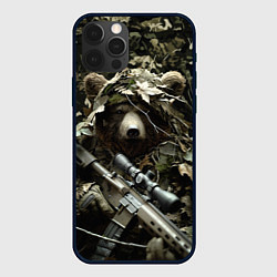 Чехол для iPhone 12 Pro Max Медведь снайпер маскировка, цвет: 3D-черный