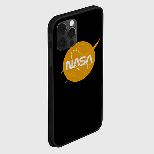 Чехол iPhone 12 Pro Max NASA yellow logo / 3D-Черный – фото 2