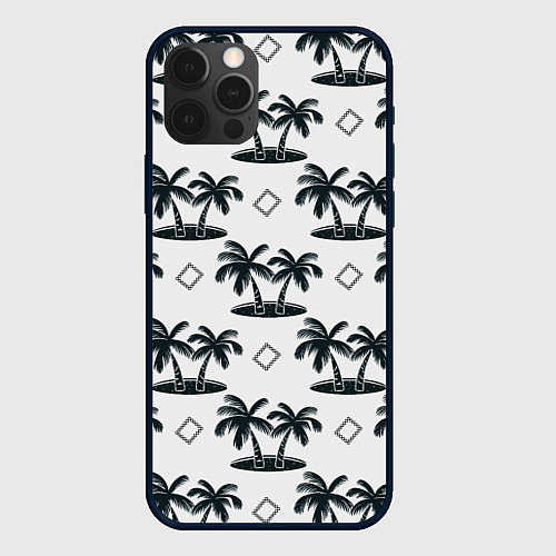 Чехол iPhone 12 Pro Max Пальма и ромб / 3D-Черный – фото 1