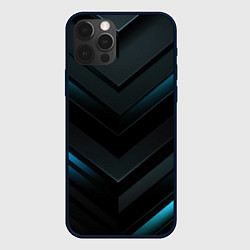 Чехол для iPhone 12 Pro Max Синее неоновое свечение геометрическая темная абст, цвет: 3D-черный