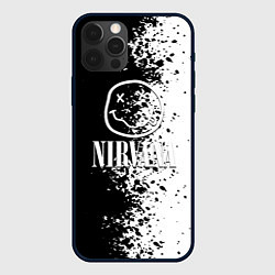 Чехол для iPhone 12 Pro Max Nirvana чернобелые краски рок, цвет: 3D-черный